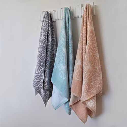 Allure Bath Fashions Geometric Design Cotton Bath Towels, Pack of 2, Duck Egg Blue, W: 70 cm, L: 125 cm – 3