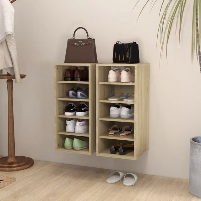 Berkfield Home Set of 2 Sonoma Oak Shoe Cabinets in Brown, W/D/H: 31.5 x 35 x 70 cm – 1