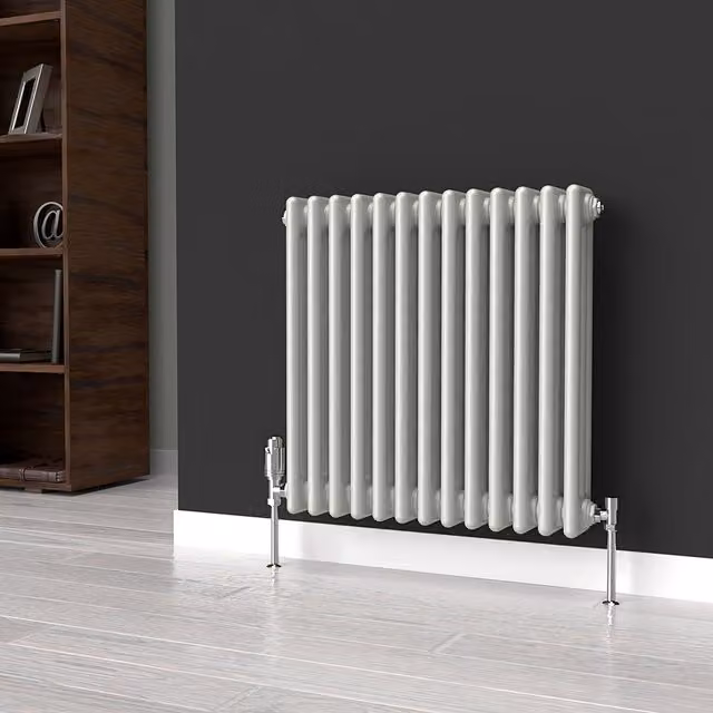 Lux Heat Horizontal 3 Column Steel Radiator in Dove Grey, W: 60.5 cm, H: 60 cm