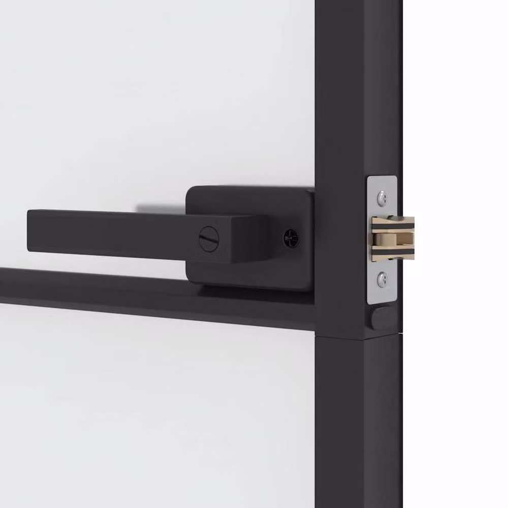 Berkfield Home Modern Slim Interior Door in Black with Tempered Glass and Aluminium, W: 83 cm, H: 201.5 cm – 3