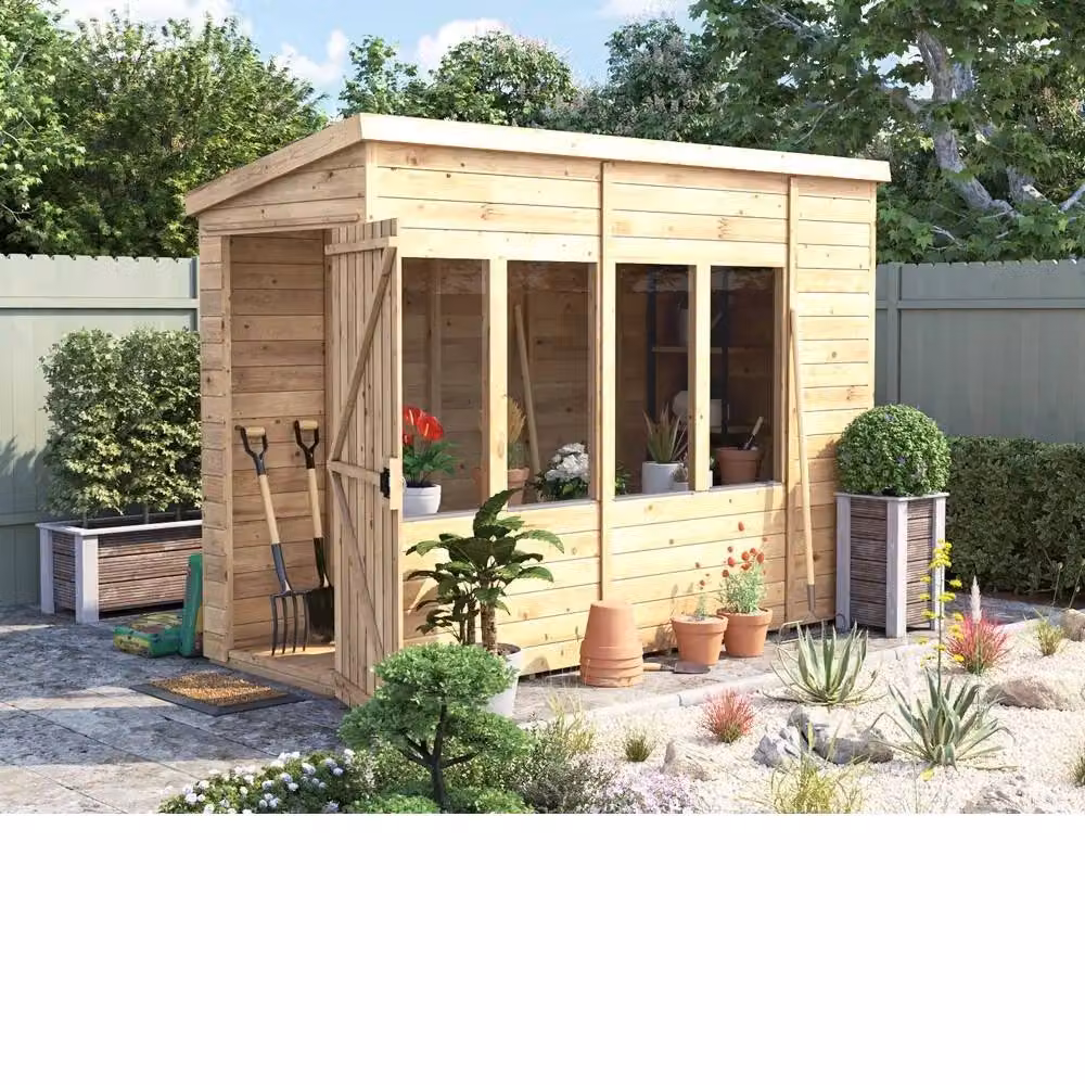 Dunster House Overlord Modular Wooden Potting Shed with Pent Roof, Brown, W: 120 cm, D: 300 cm – 5