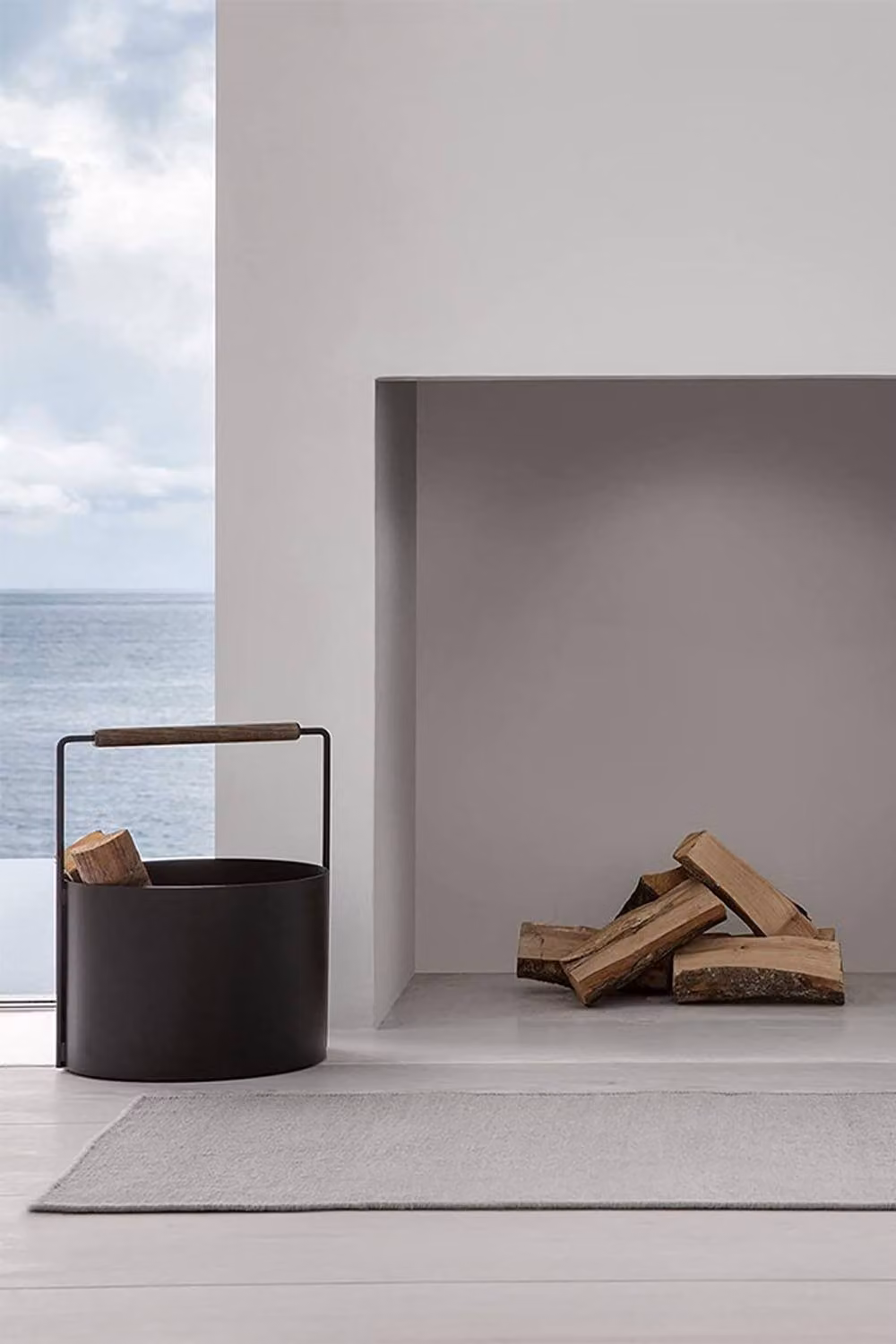 Blomus Ashi Slatted Wood and Metal Basket in Brown Oak and Black – 3