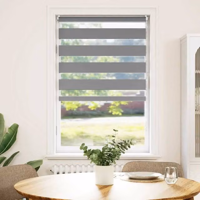 Berkfield Home Zebra Day and Night Blind in Grey and White, W: 70 cm, H: 120 cm