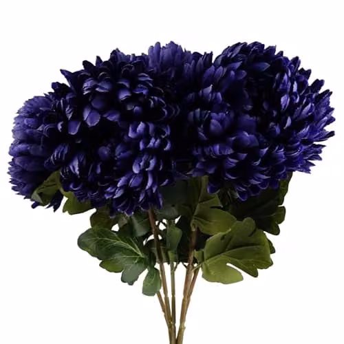 Pegdev Pack of 6 Purple Reflex Chrysanthemum Artificial Silk Flowers, Height: 75 cm – 3
