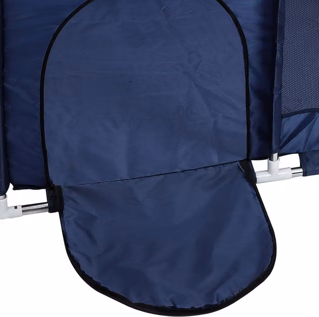 Dyzi Foldable Rectangular Baby Playpen with Basketball Hoop in Blue, W/D/H: 126 x 126 x 66 cm