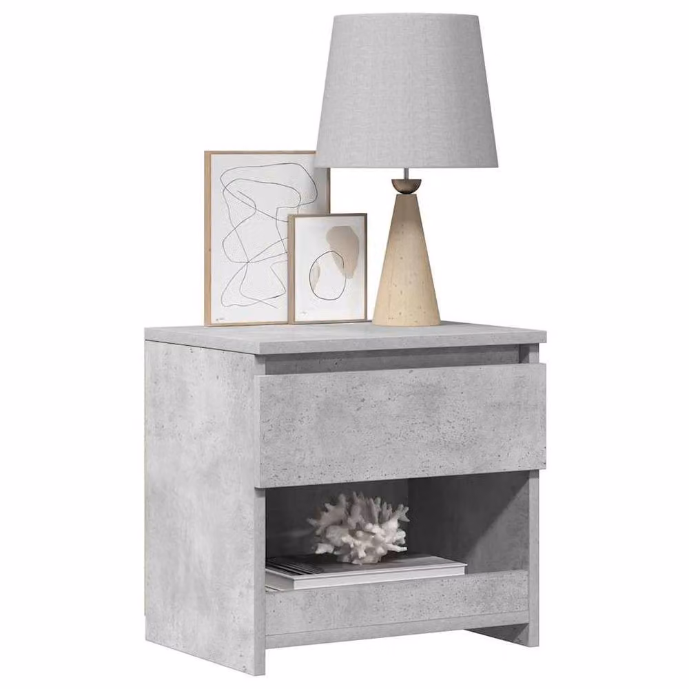 Berkfield Home Set of 2 Bedside Cabinets in Concrete Grey, W/D/H: 40 x 30 x 39 cm – 3