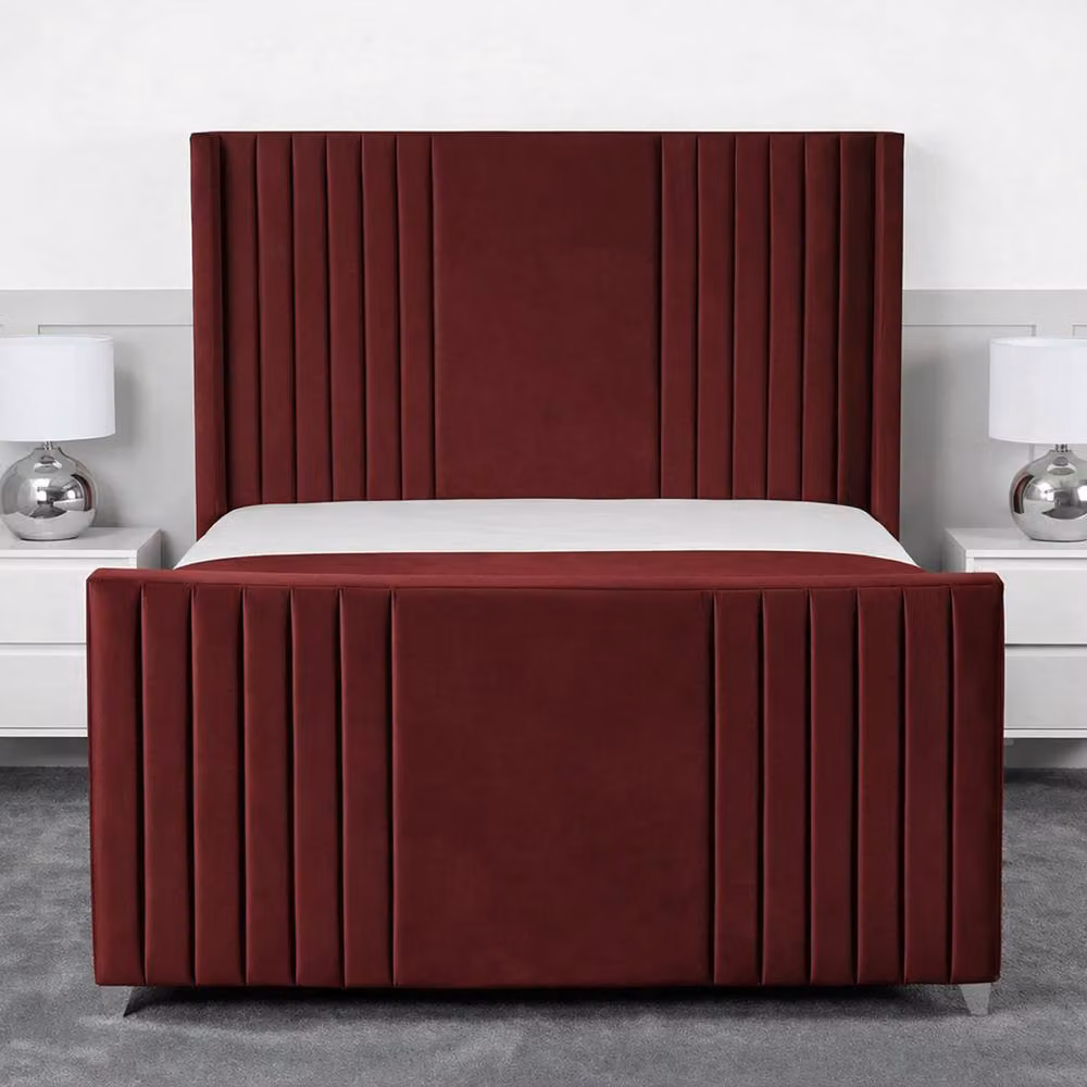 Living Comfort Bedz Emilia Upholstered Velvet Gas Lift Storage Bed in Red, W/D/H: 120 x 200 cm – 2