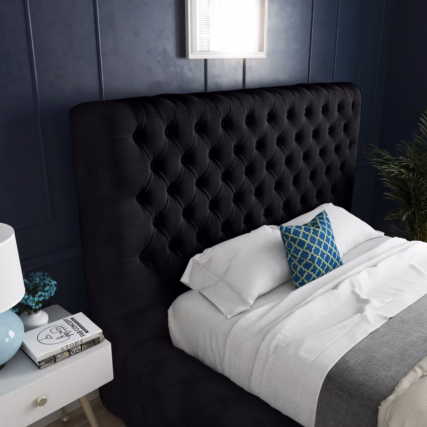 DS Living Cambridge Upholstered Soft Touch Black Velvet Bed Frame, Super King – 2