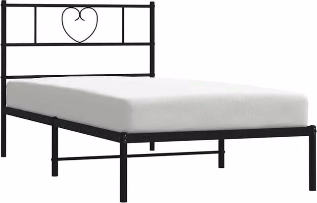 Berkfield Home Metal Bed Frame with Headboard in Black, W/D/H: 100 x 200 cm – 1