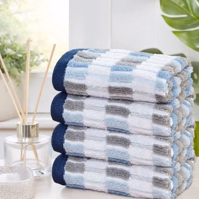 Rapport Home Santa Cruz Blue and White Striped Pure Cotton Towel and Bath Sheet Set – 1