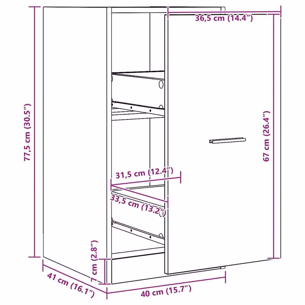 Berkfield Home Apothecary Cabinet in Artisan Oak, Brown, W/D/H: 40 x 41 x 77.5 cm – 3