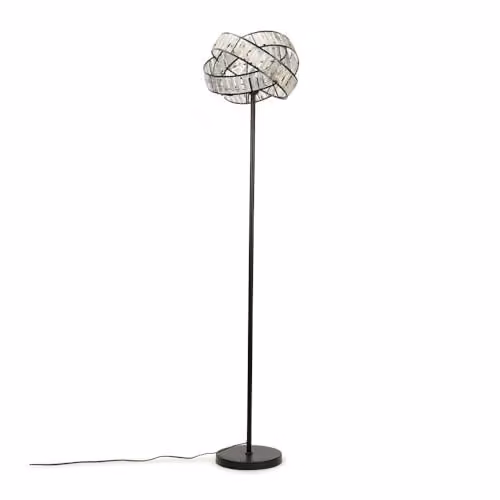 ValueLights Acrylic Jewel Twist Chrome Floor Lamp with Tortoise Shell Lampshade and LED Bulb, Black and Chrome
