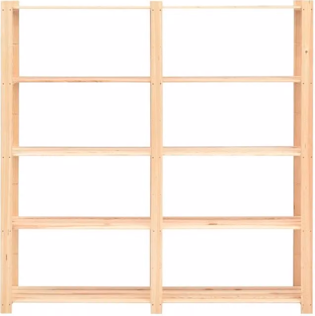 Berkfield Home 5-Tier Durable Solid Pinewood Storage Rack in Beige, H x W x D: 170 x 170 x 38 cm