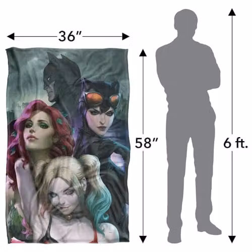 LOGOVISION Batman Catwoman Poison Ivy and Harley Quinn Trio Super Soft Silky Touch Fleece Throw Blanket, Multicolour, W/D/H: 91 x 147 cm – 4