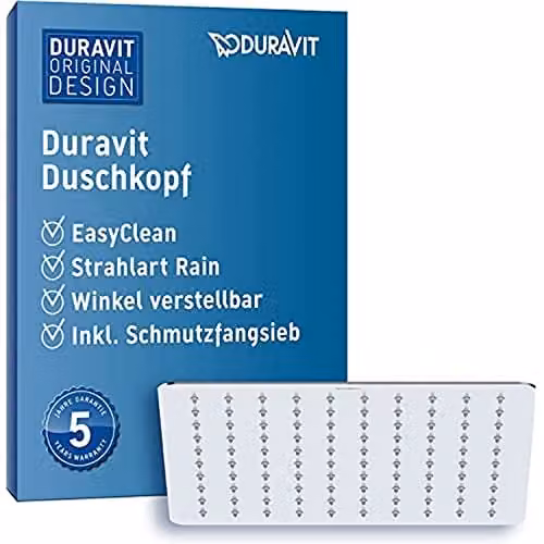 Duravit Universal Square Rain Overhead Shower Head in Chrome, Diameter: 30 cm – 1