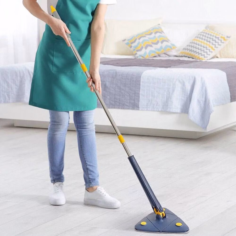 NESTLUNE 360 Degree Rotatable Triangular Microfibre Cleaning Mop in Blue, H: 100 cm, W: 15 cm – 4