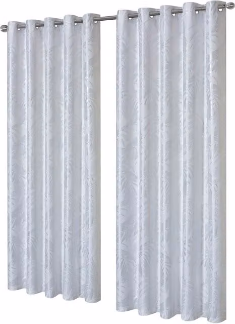 NewEdgeBlinds White Floral Blackout Fabric Eyelet Curtains, Width: 167 cm