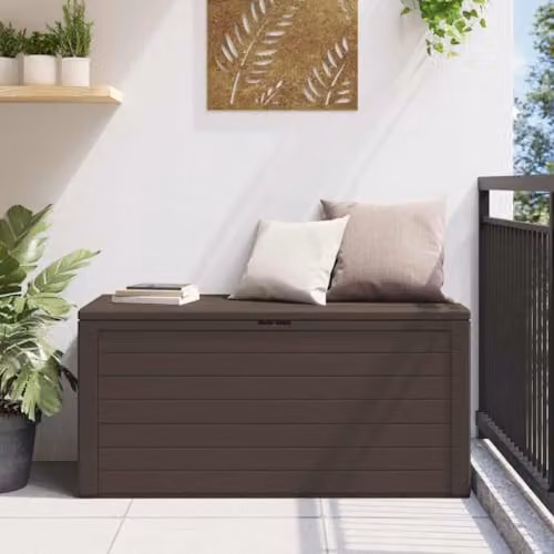 vidaXL Brown Plastic Garden Storage Box W/D/H: 116 x 44 x 55 cm – 2