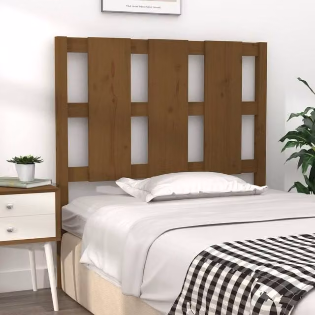 Berkfield Home Beautiful Bed Headboard in Honey Brown Solid Pine Wood, W: 95.5 cm, D: 4 cm, H: 100 cm