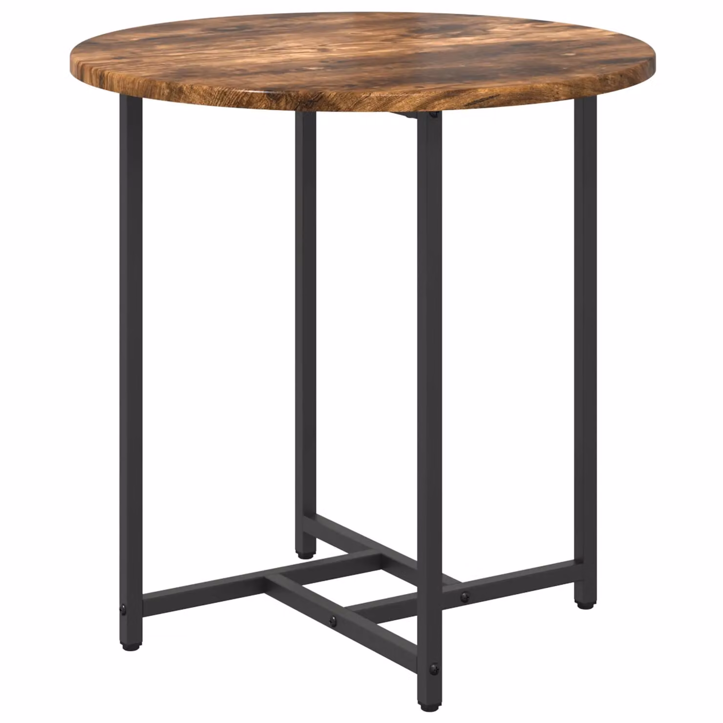 Berkfield Home Set of 2 Round Nested Side Tables in Brown Oak and Metal – 3