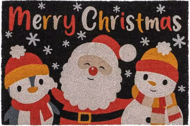 JVL Christmas Coir Doormat, Black and Brown, W/D/H: 90 x 60 x 1.5 cm – 1