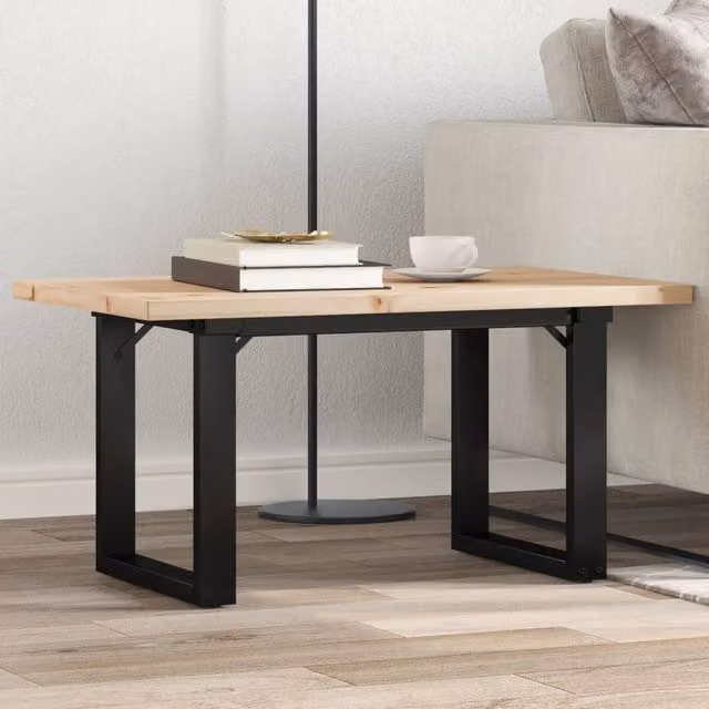 Berkfield Home O-Frame Coffee Table in Brown Solid Pine and Steel, W: 80 cm, D: 50 cm, H: 40.5 cm – 1