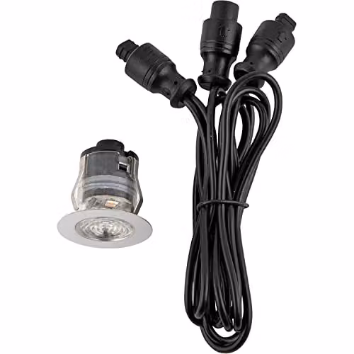 Loops 2 Pack Single 35mm Recessed Decking Light Module, CCT LED, Silver Stainless Steel and Transparent Polycarbonate – 2