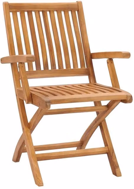 Berkfield Home Set of 8 Folding Garden Chairs in Brown Solid Teak Wood