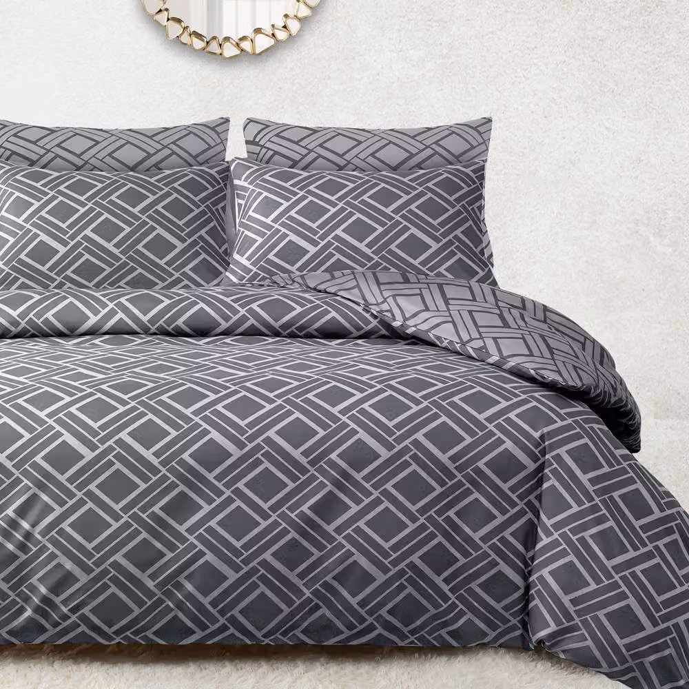 Grace Microfibre Duvet Cover Set with Matching Pillowcases in Grey, W: 140 cm, H: 200 cm – 2