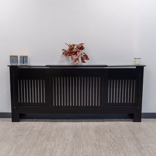 Jack Stonehouse Modern Matt Black Striped MDF Vertical Line Wall Mounted Radiator Cover