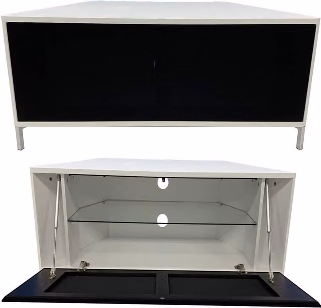 Alphason Hyde Industrial Corner TV Stand in White and Black, W: 120 cm