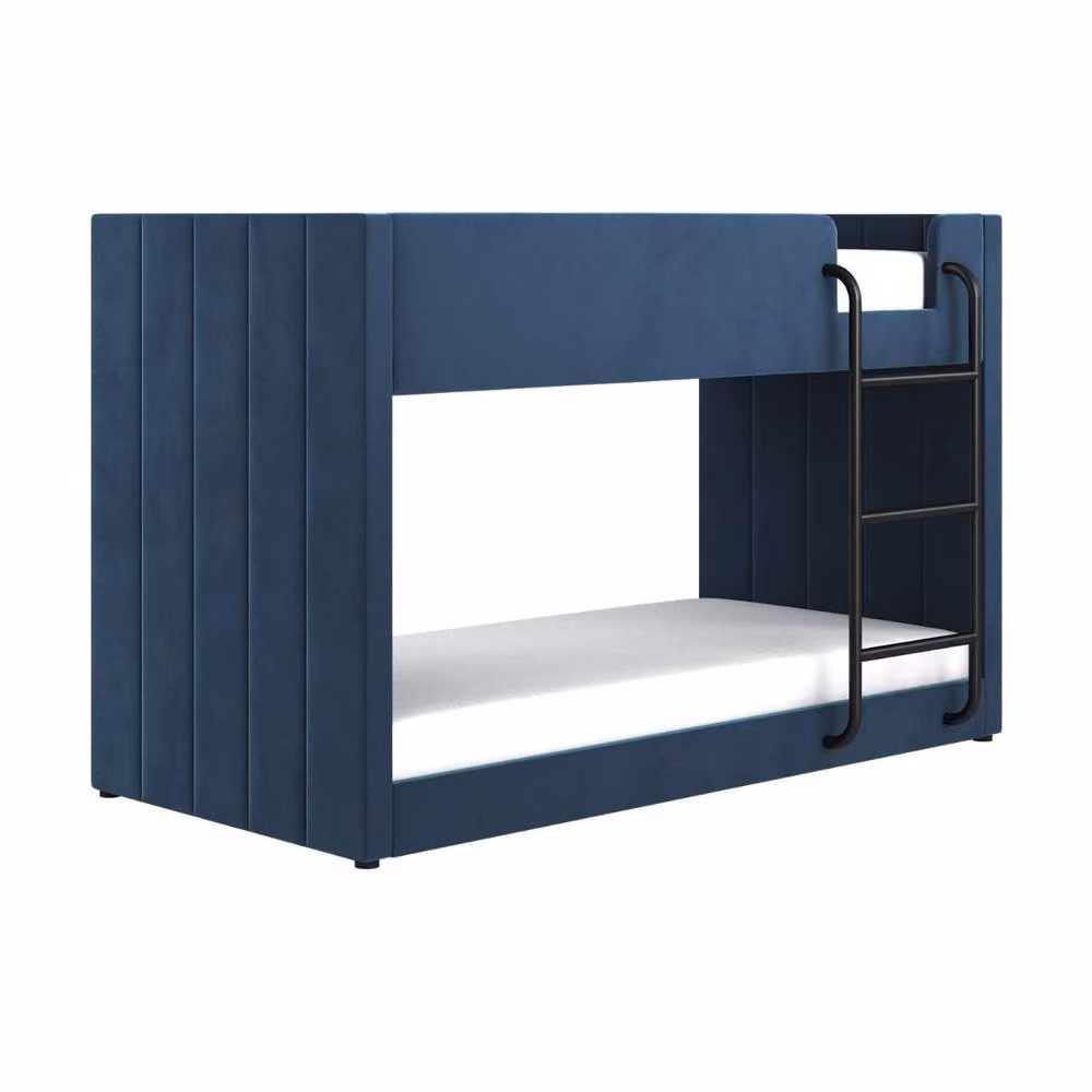 Flair Eden Upholstered Fabric Bunk Bed in Blue, W/D/H: 90 x 200 x 132.5 cm (Height: 205.5 cm) – 3