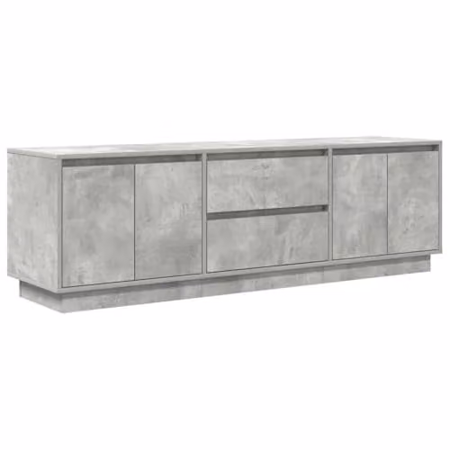 vidaXL Modern TV Cabinet with LED Lights in Concrete Grey, W: 160.5 cm, D: 41 cm, H: 50 cm