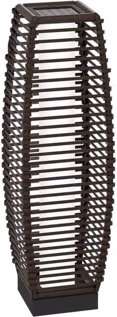 Kelvenix Brown Rattan Solar LED Floor Lamp with Warm White Light and Dusk Sensor – 1