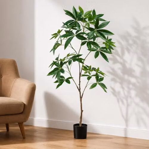 Botanik Artificial Money Tree Pachira Realistic Faux Plant, Green, H 120 x W 50 x D 50 cm