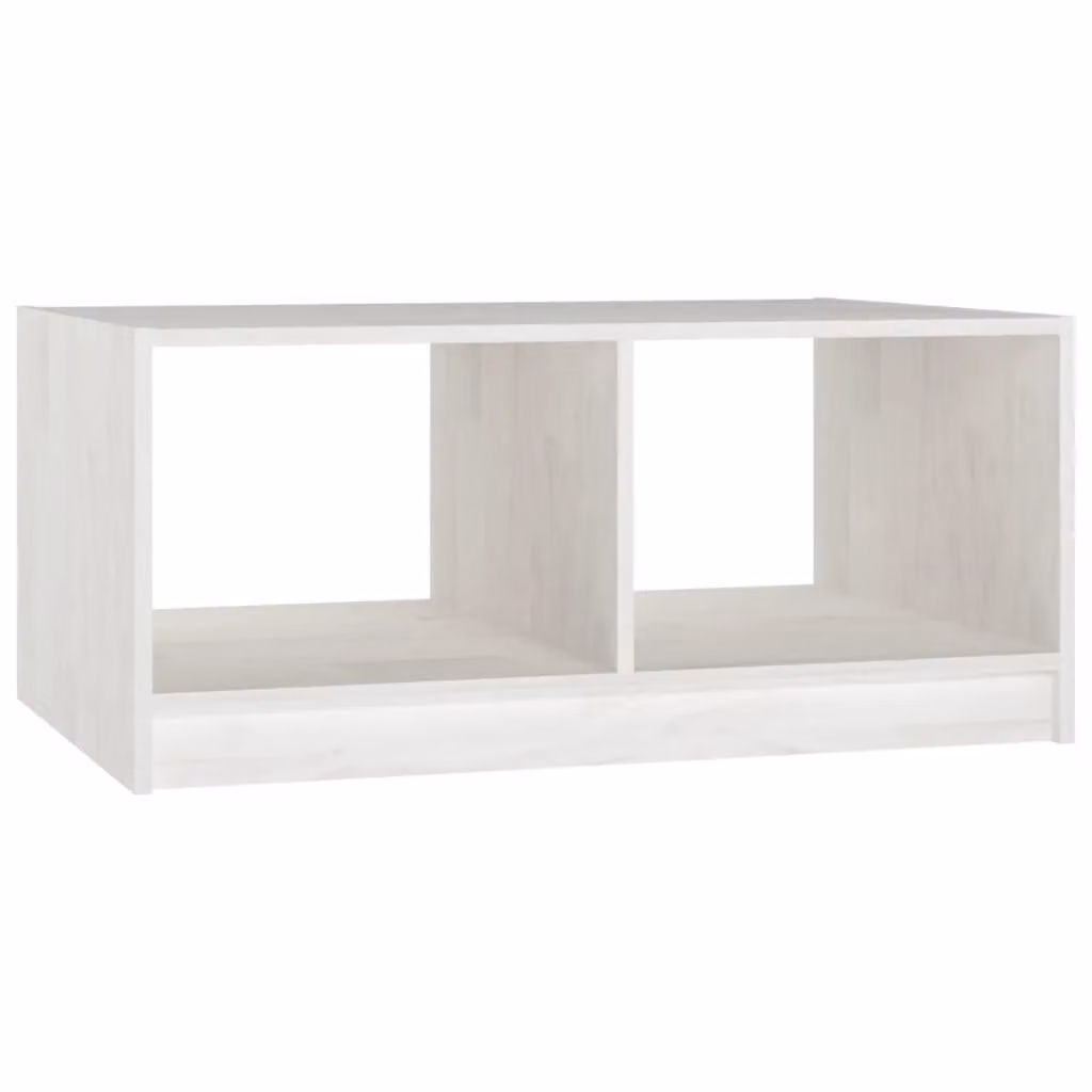 Berkfield Home White Solid Pinewood Coffee Table W: 75 cm, D: 50 cm, H: 33.5 cm – 2