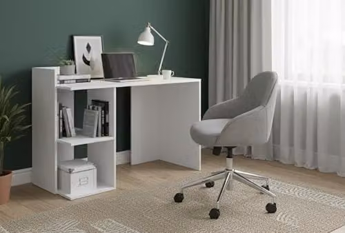 Mobelix Shefa Line Iris White Computer Desk with Storage Shelves and Bookshelf, W: 112 cm – 2