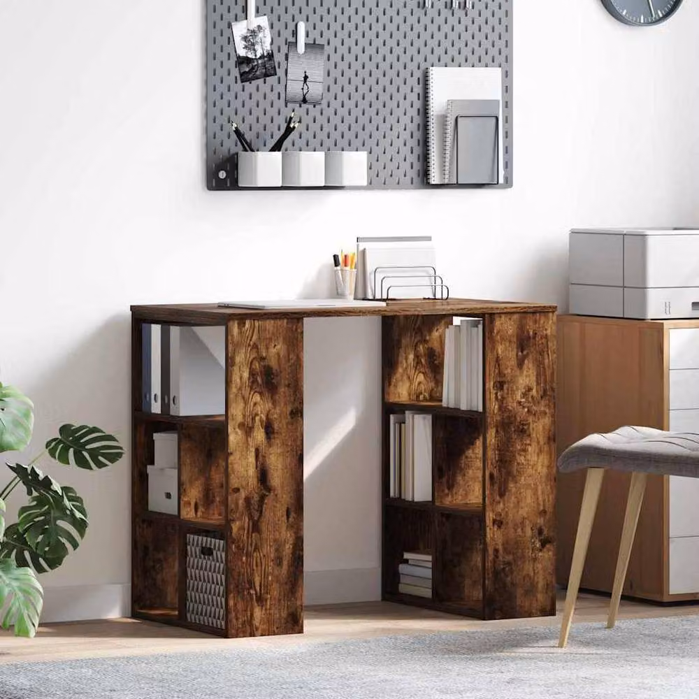 Berkfield Home Smoked Oak Corner Desk in Brown Engineered Wood – 2