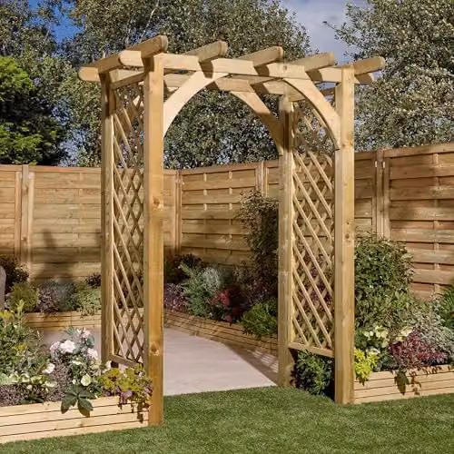 Rowlinson Cheltenham Arch Wooden Garden Climbing Frame in Natural Brown, H: 225 cm x W: 179 cm x D: 179 cm
