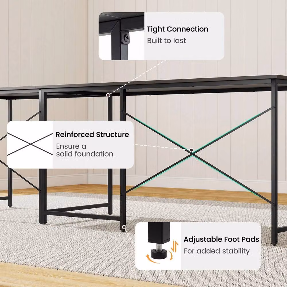 Kelvenix L-Shaped Corner Computer Desk in Grey with Grommet and Matt Finish, W/D/H: 115 x 60 x 60 cm – 3