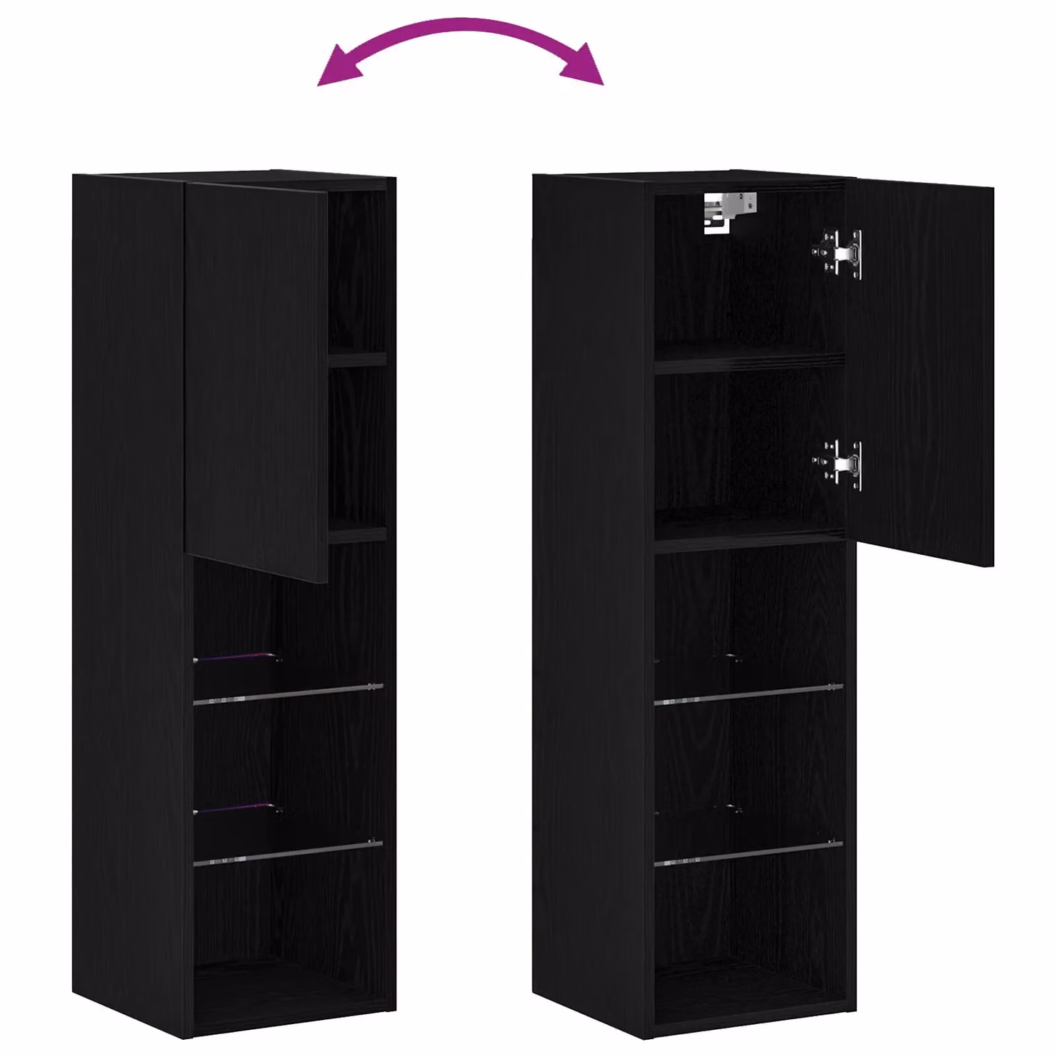 Berkfield Home LED TV Cabinet Set of 2, Black Oak, W/D/H: 30.5 x 30.5 x 102 cm – 4