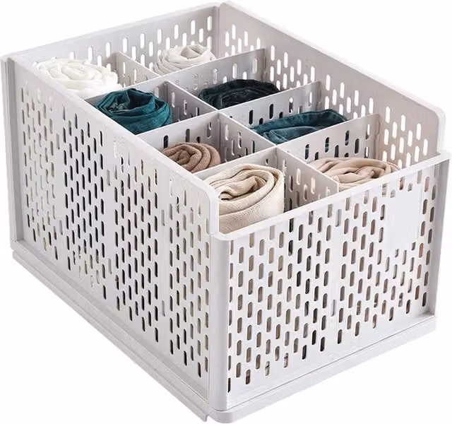 Kidkid White Plastic Foldable and Stackable Storage Basket, Width: 32 cm