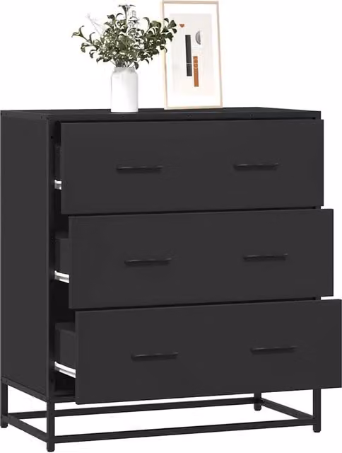 Berkfield Home Industrial Sideboard in Black, MDF and Metal, W/D/H: 68 x 35 x 76 cm