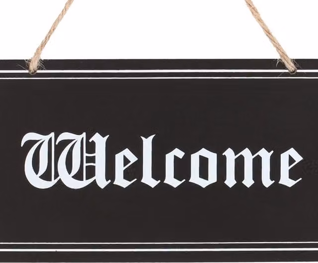 KDMK Black Gothic Vintage Welcome Hanging Wall Plaque