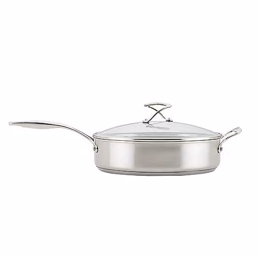 Circulon Steelshield Stainless Steel Saute Pan with Glass Lid, Silver, Diameter: 30 cm, Volume: 4.7 l