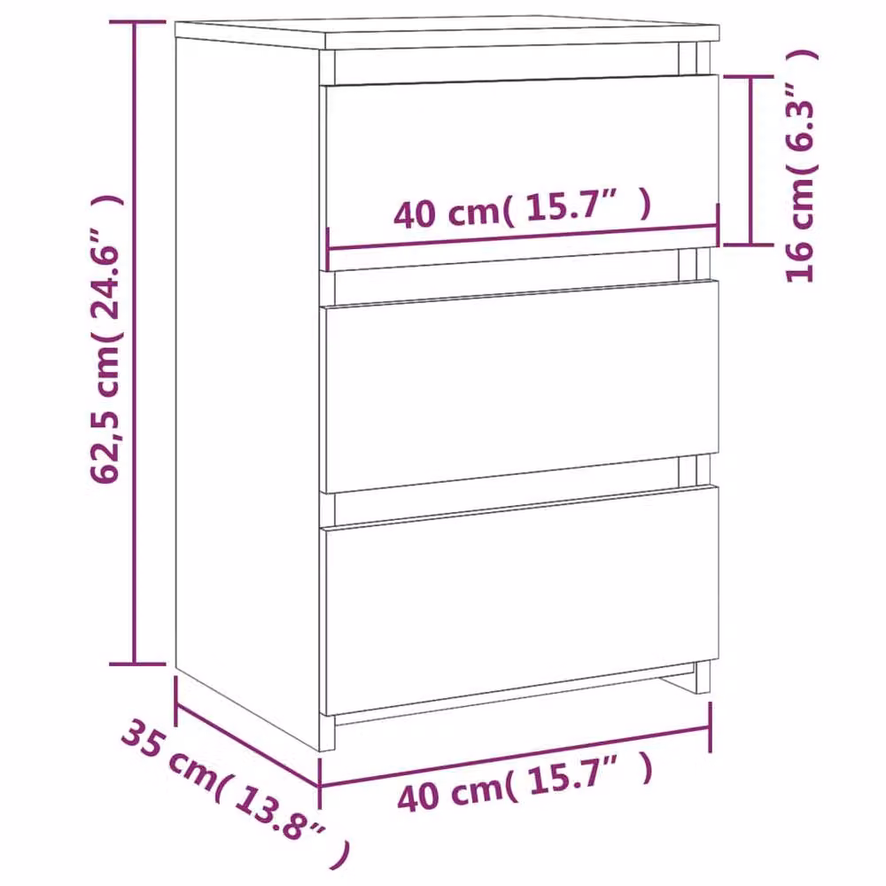 Berkfield Home Decorative Bed Cabinet in Grey Sonoma, W/D/H: 40 x 35 x 62.5 cm – 4