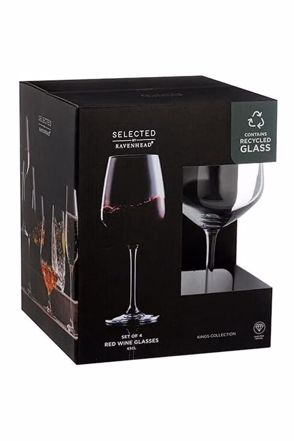 Rayware Ravenhead Kings Set of 4 Transparent Wine Glasses, 630ml per glass – 2