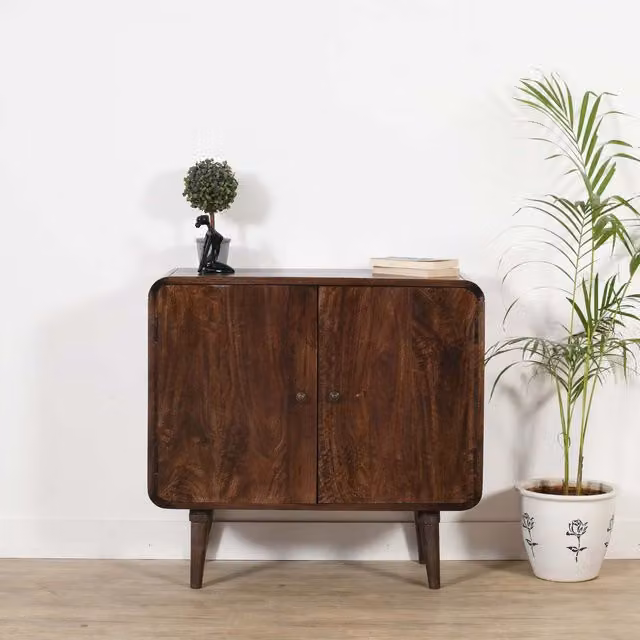 IH Design Mid Century Mango Wood 2 Door Sideboard in Brown