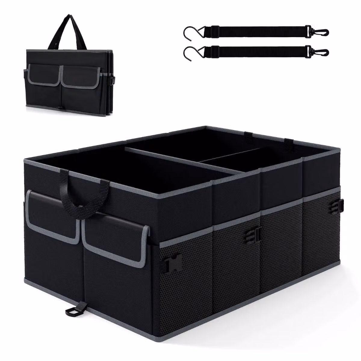 Costway Collapsible Car Trunk Organizer 48L Cargo Storage Box in Black – 9