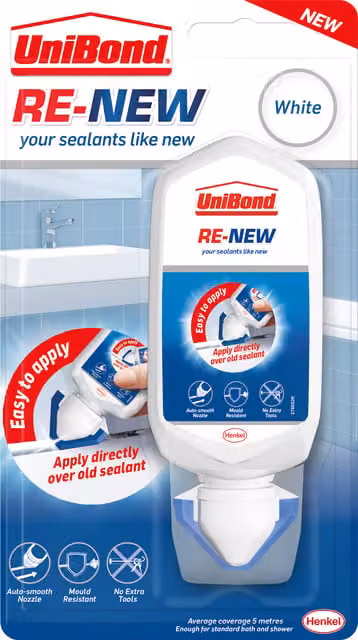 Unibond Re-New White Mould Resistant Silicone Sealant, 80ml – 1